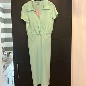 NWT Amanda Uprichard Reya Dress Sea Mist Size L